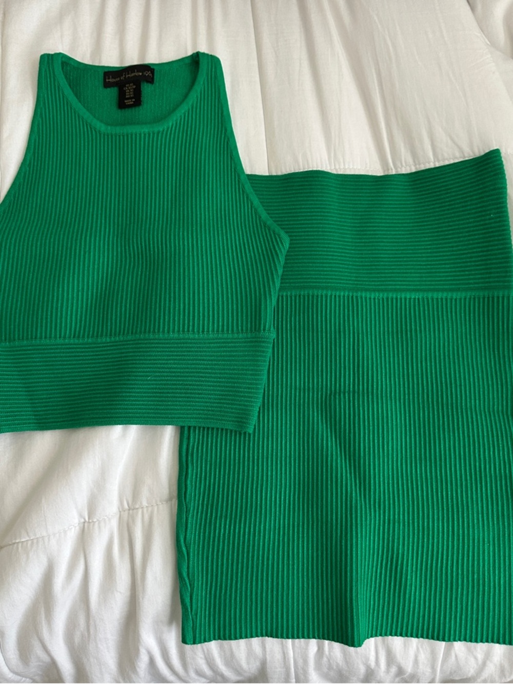 House of Harlow 1960 Emerald Green Ribbed Set (Brand New)